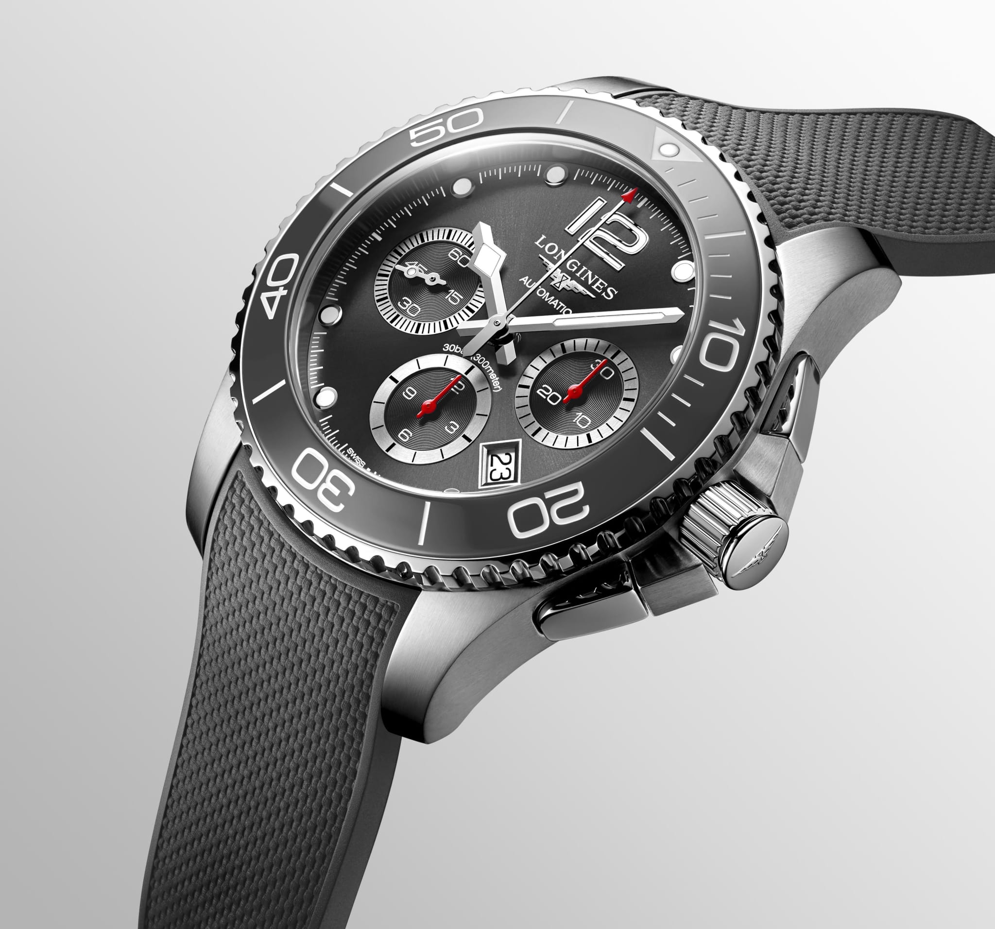 Longines Longines HydroConquest L3.883.4.76.9 механические мужские часы часы крупный план серый циферблата